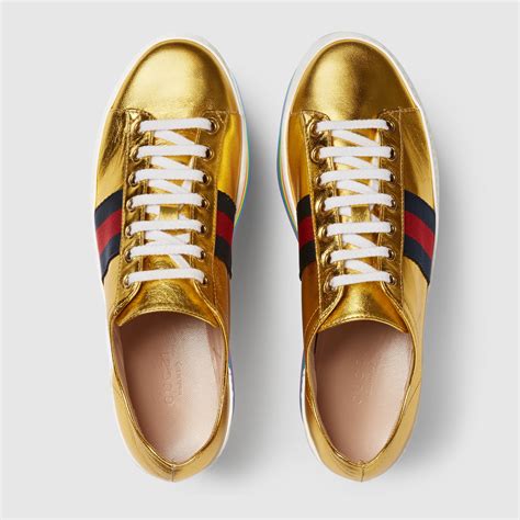 gucci sneakers gold|gucci shoes gold heel.